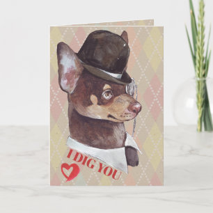 Gentleman Chihuahua Dog I Dig You Holiday Card