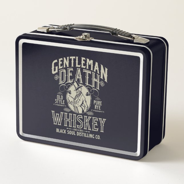 Gentleman Death Old Style Pure Rye Whiskey Metal Lunch Box (Front)