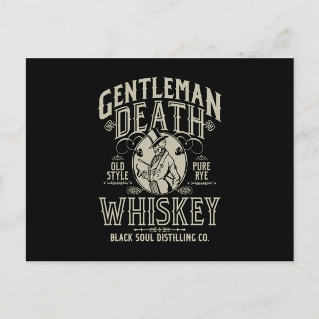 Gentleman Death Old Style Pure Rye Whiskey Postcard (Front)