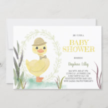 Gentleman Duck Baby Shower Invitation Sage Cream