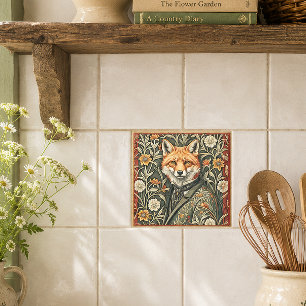 Gentleman Fox in Evening Attire Vintage Woodland Tile