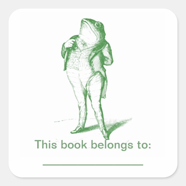 Gentleman Frog In Coat And Tails Bookplate Square Sticker (Front)