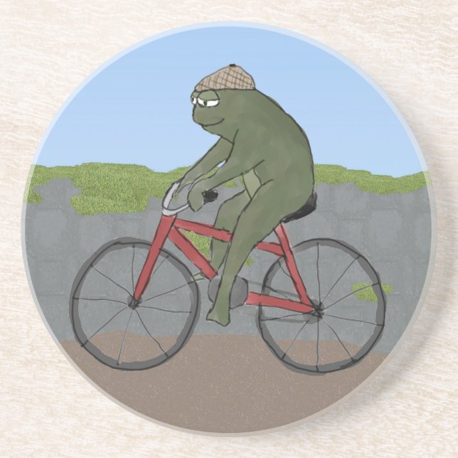 Gentleman Frog on a Bicycle Coaster (Front)