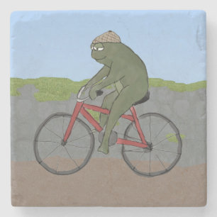 Gentleman Frog on a Bicycle Coaster