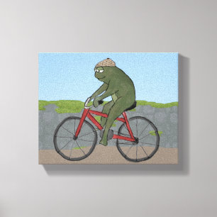 Gentleman Frog on a Bicycle Wrapped Canvas