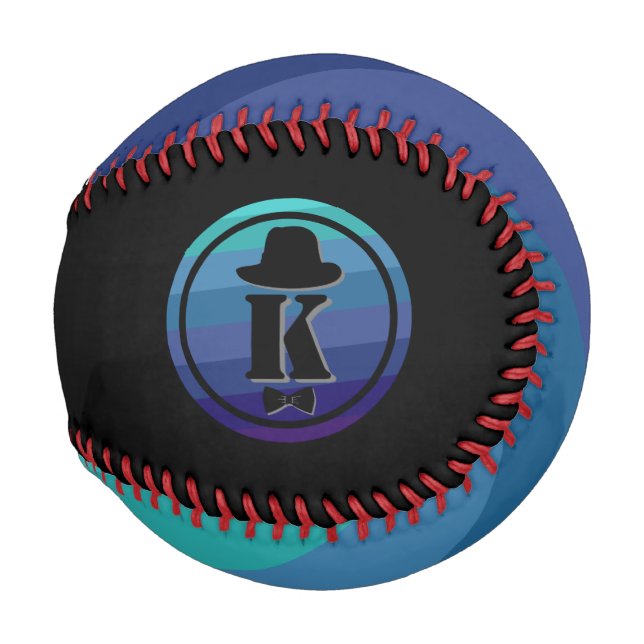 Gentleman hat bow blue ombre name initial monogram baseball (Front Right)