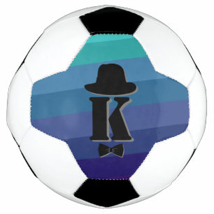 Gentleman hat bow blue ombre name initial monogram football