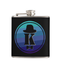 Gentleman hat bow blue ombre name initial monogram