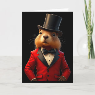 Gentleman Hat Happy Groundhog Day 2025 Groundhog  Card