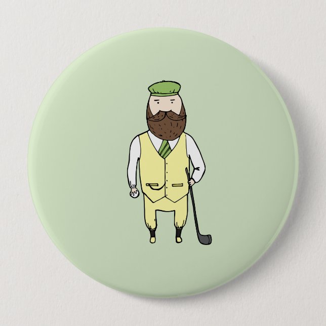 Gentleman in golf club 10 cm round badge (Front)