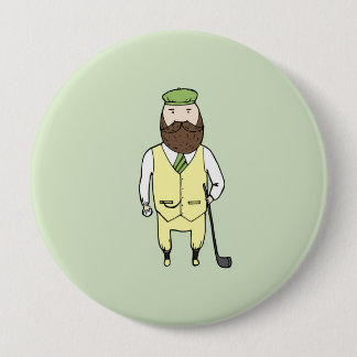 Gentleman in golf club 10 cm round badge