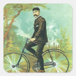 Gentleman on a bicycle square sticker