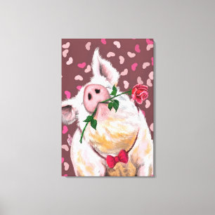 Gentleman Pig Painting Funny Canvas Print