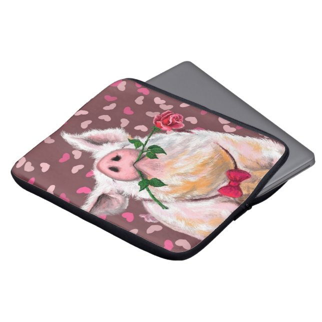 Gentleman Pig - Romantic - Funny Laptop Sleeve (Front Top)