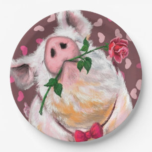Gentleman Pig - Romantic - Funny Paper Plate