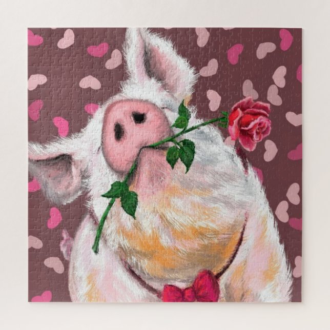 Gentleman Pig - Romantic Jigsaw Puzzle (Vertical)