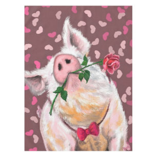 Gentleman Pig Tablecloth Romantic Funny