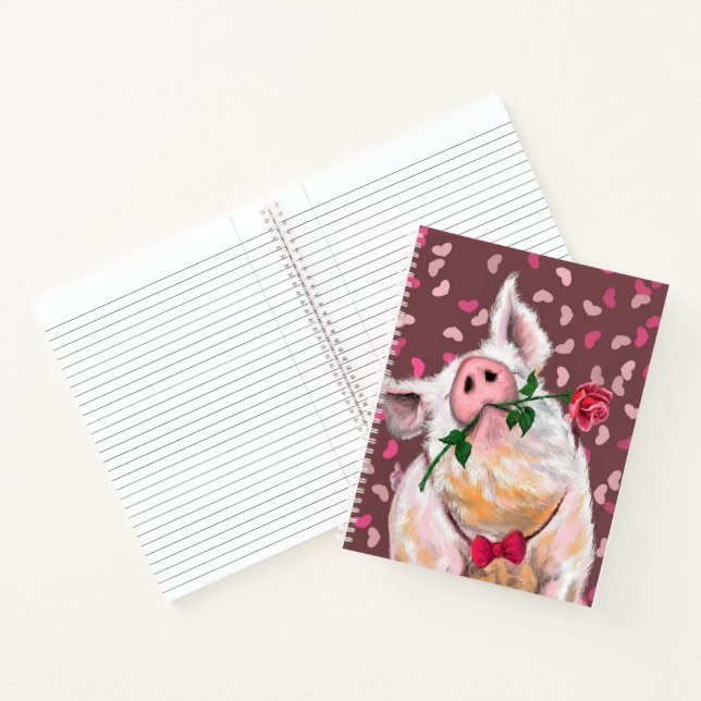 Gentleman Pig with Rose Notebook Painting Romantic (Inside)