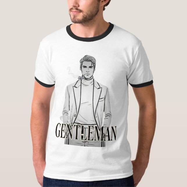 Gentleman Pipe Portrait T-Shirt (Front)