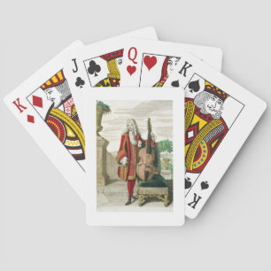 Gentleman playing the cello, published c.1688-90 ( cards