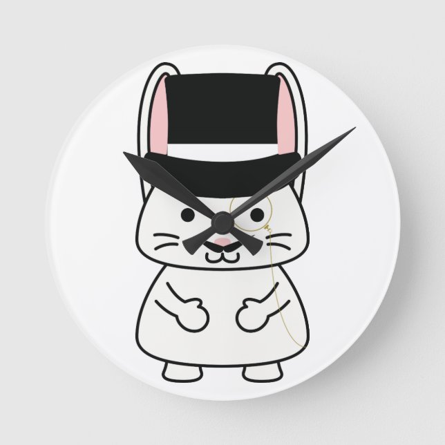 Gentleman Rabbit Round Clock (Front)