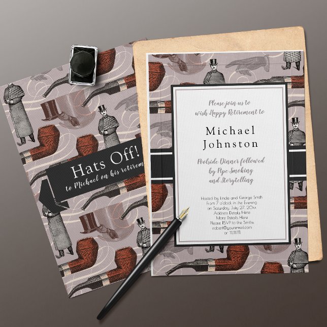 Gentleman Retirement Party or Birthday Vintage Invitation (Creator Uploaded)