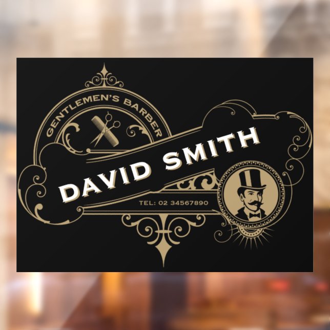 Gentleman’s Victorian Barbershop  Window Cling (Sheet 2)