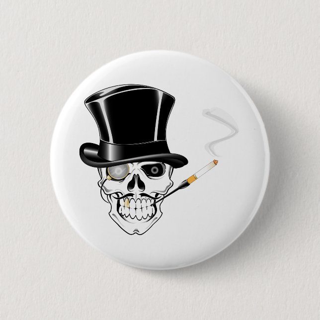Gentleman Skull 6 Cm Round Badge (Front)