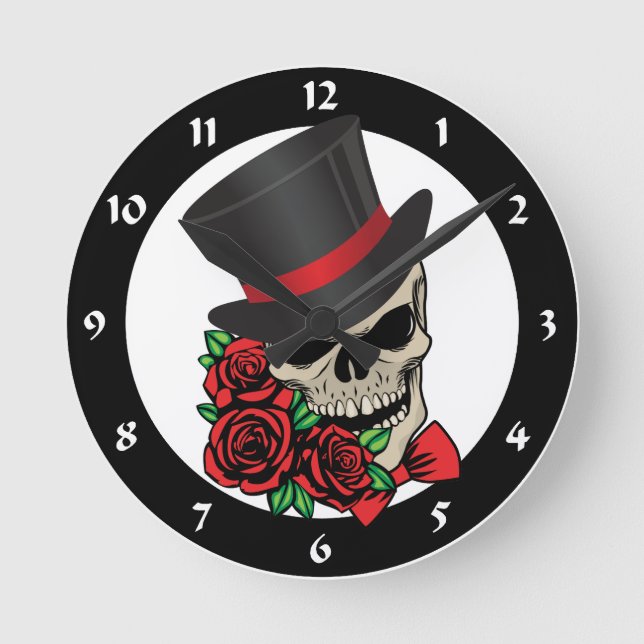 Gentleman Skull Round Clock (Front)