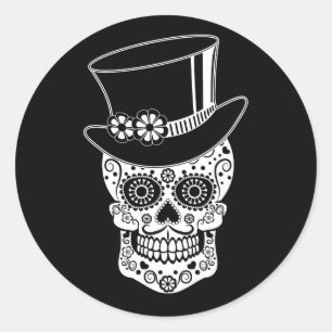 Gentleman Sugar Skull Classic Round Sticker