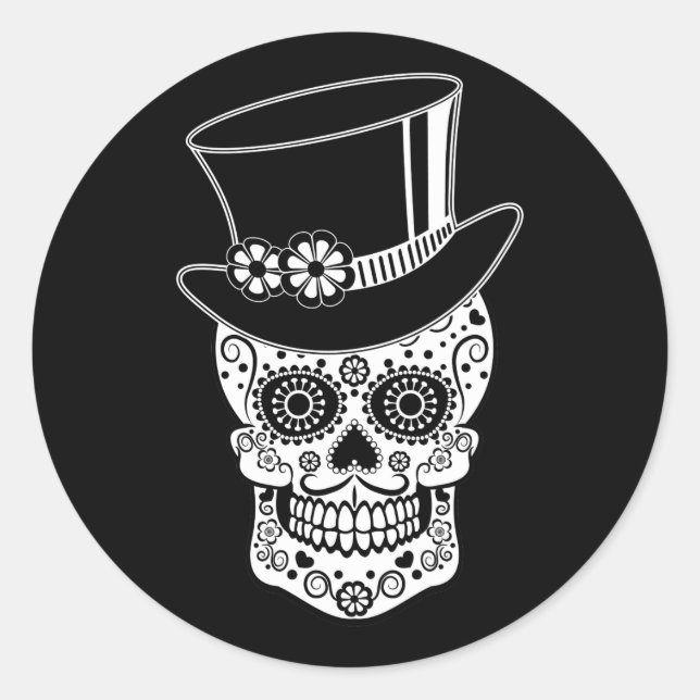 Gentleman Sugar Skull Classic Round Sticker (Front)