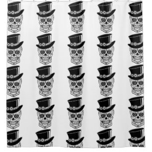 Gentleman Sugar Skull Shower Curtain