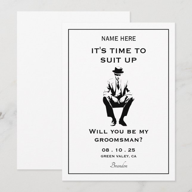 Gentleman suit groomsman  invitation (Front/Back)