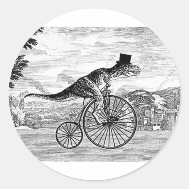 Gentleman T-Rex's Sunday Ride Classic Round Sticker (Front)