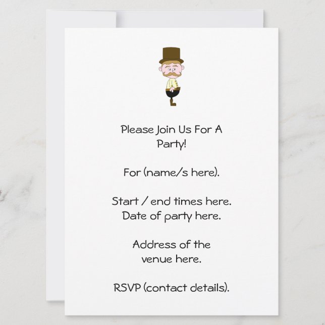 Gentleman with Moustache and Top Hat. Invitation (Front)