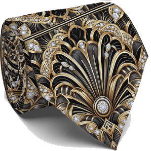 Gentleman's Tie   Art Deco Faux Diamond Neck Ties