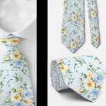 Gentleman's Tie | Wedding & Event Floral Necktie<br><div class="desc">This beautiful blue and yellow watercolor floral neck tie is perfect for the groomsmen at your wedding or as a gift for someone you love or as a tie on your tie rack.</div>