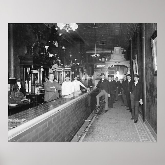 Gentlemen At The Bar, 1910. Vintage Photo Poster (Front)