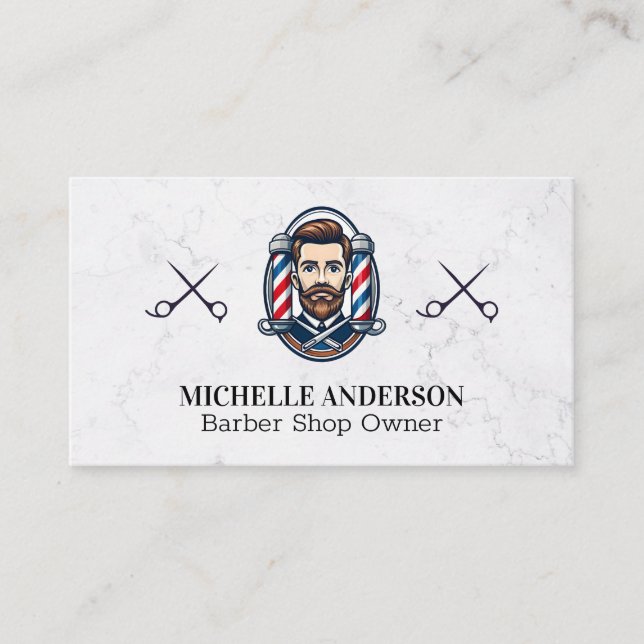 Gentlemen Barber | Barber Pole Business Card (Front)