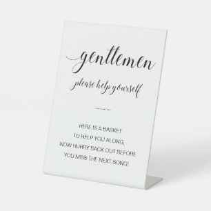 Gentlemen Bathroom Basket Elegant Wedding Pedestal Sign