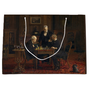Gentlemen Playing a Game of Chess (Thomas Eakins) Large Gift Bag