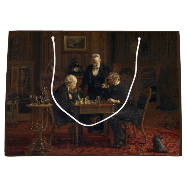 Gentlemen Playing a Game of Chess (Thomas Eakins) Large Gift Bag (Front)