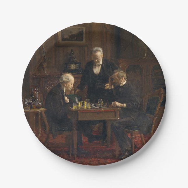 Gentlemen Playing a Game of Chess (Thomas Eakins) Paper Plate (Front)