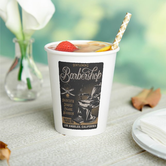 Gentlemen’s Barbershop Retro Haircuts Shaves Paper Cups (Creator Uploaded)