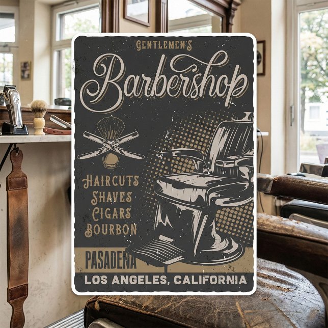 Gentlemen’s Barbershop Retro Haircuts Shaves Square Sticker (Creator Uploaded)