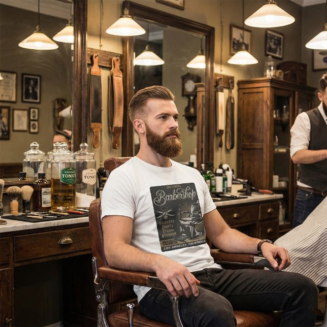 Gentlemen’s Barbershop Retro Haircuts Shaves T-Shirt (Creator Uploaded)
