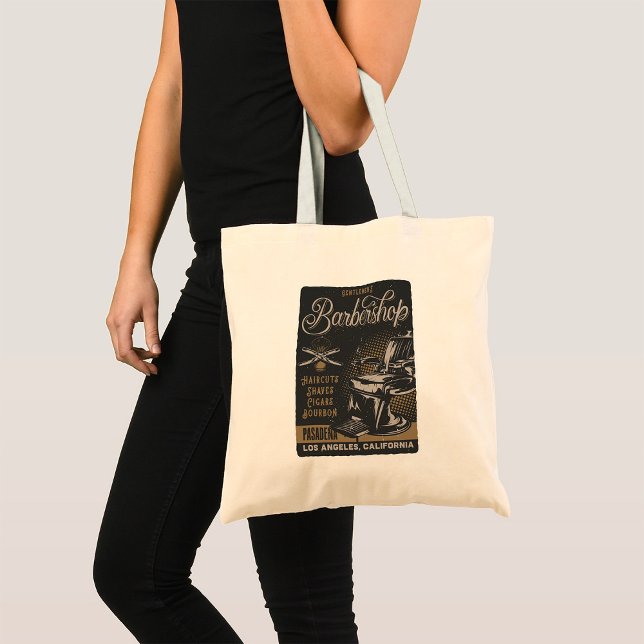 Gentlemen’s Barbershop Retro Haircuts Shaves Tote Bag (Creator Uploaded)