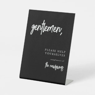 Gentlemen Simple Wedding Bathroom Basket Sign