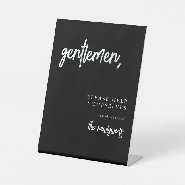 Gentlemen Simple Wedding Bathroom Basket Sign (Front)