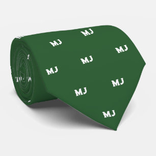 Gentlemen's Monogram Groomsmen Initials Green Tie